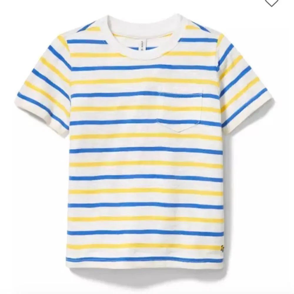 Janie and Jack 100034139 Blue and white Slub Pocket Tee size 4 NWT